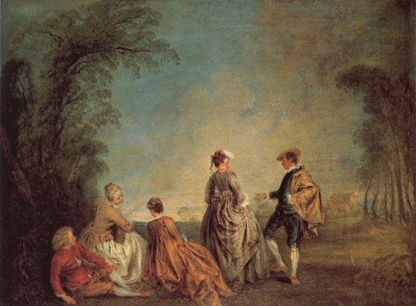 Jean-Antoine Watteau An Embarrassing Proposal Sweden oil painting art